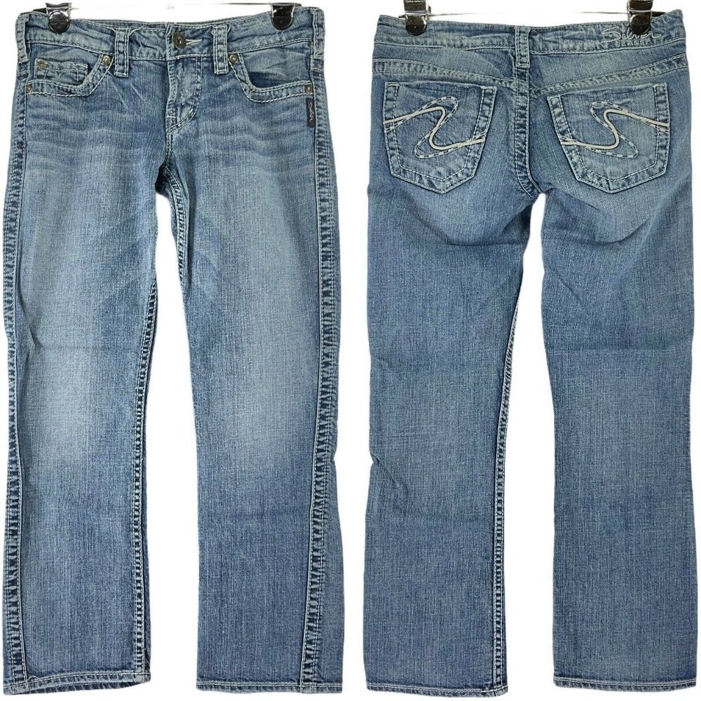 Silver Jeans Womens Size 27 Frances Capri Medium Wash Thick Stitch Stretch